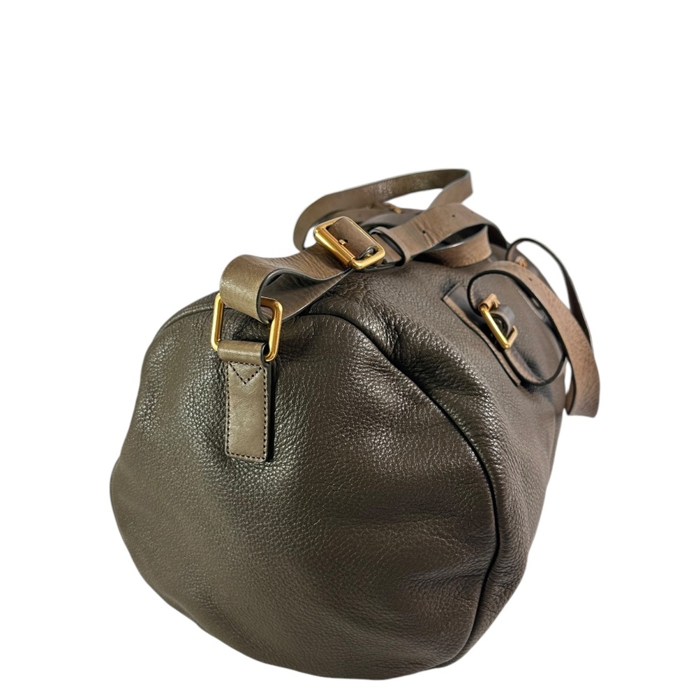 Genuine MARC By Marc Jacobs Genuine Olive Brown Leather Duffle Travel Bag - Picture 6 of 13